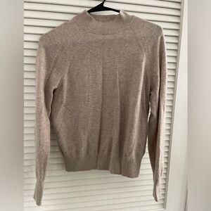Everlane Mock Neck Cashmere Sweater, Oatmeal, Small